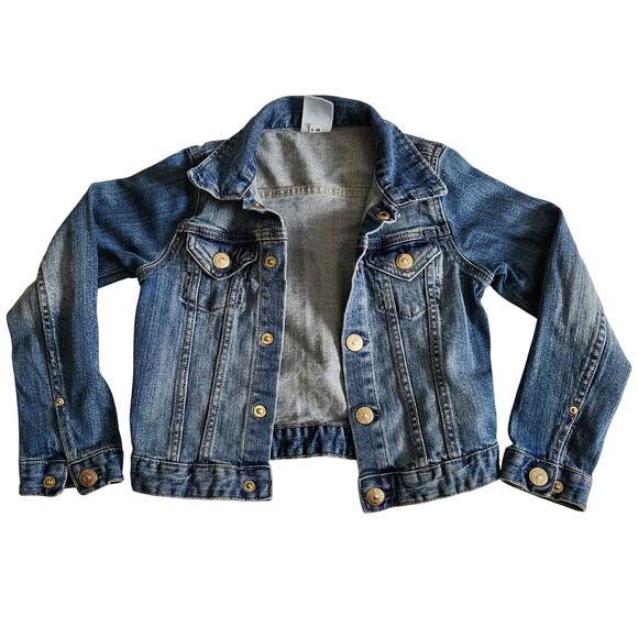 H&M Denim & Denim Jean Jacket Trucker Fit Kids Size 5-6 Youth Girls Full Button - Picture 3 of 5
